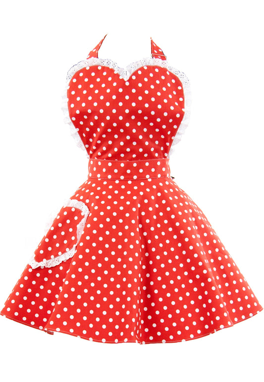 Deliciously Dotty Retro Red Womens Sweetheart Apron