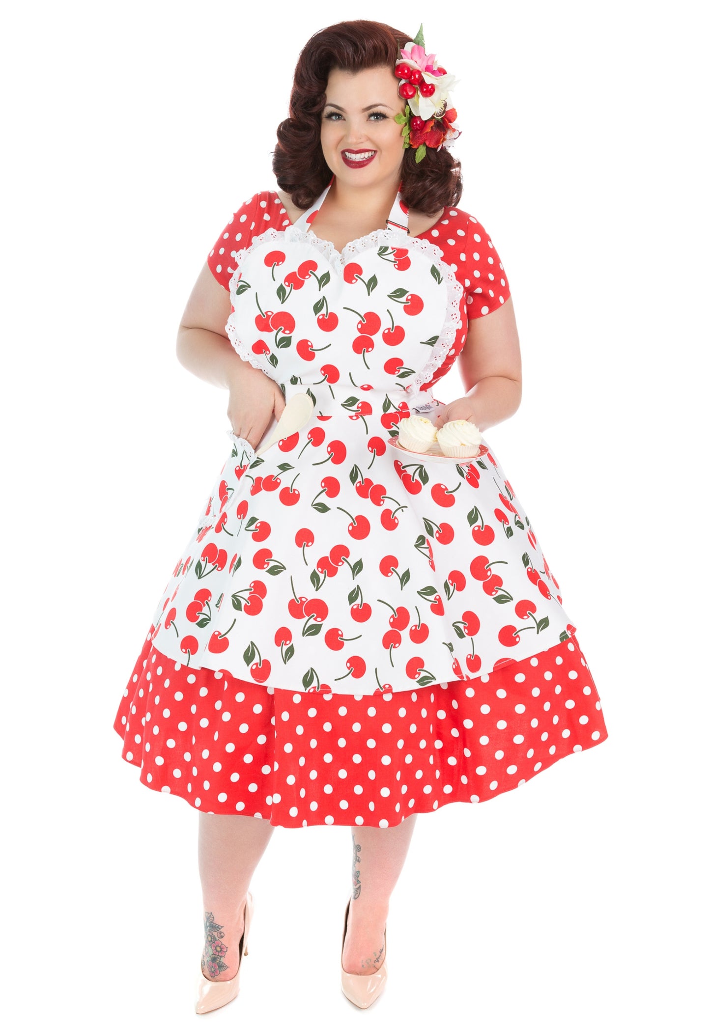 Cherry Bakes Well Womens Sweetheart Apron