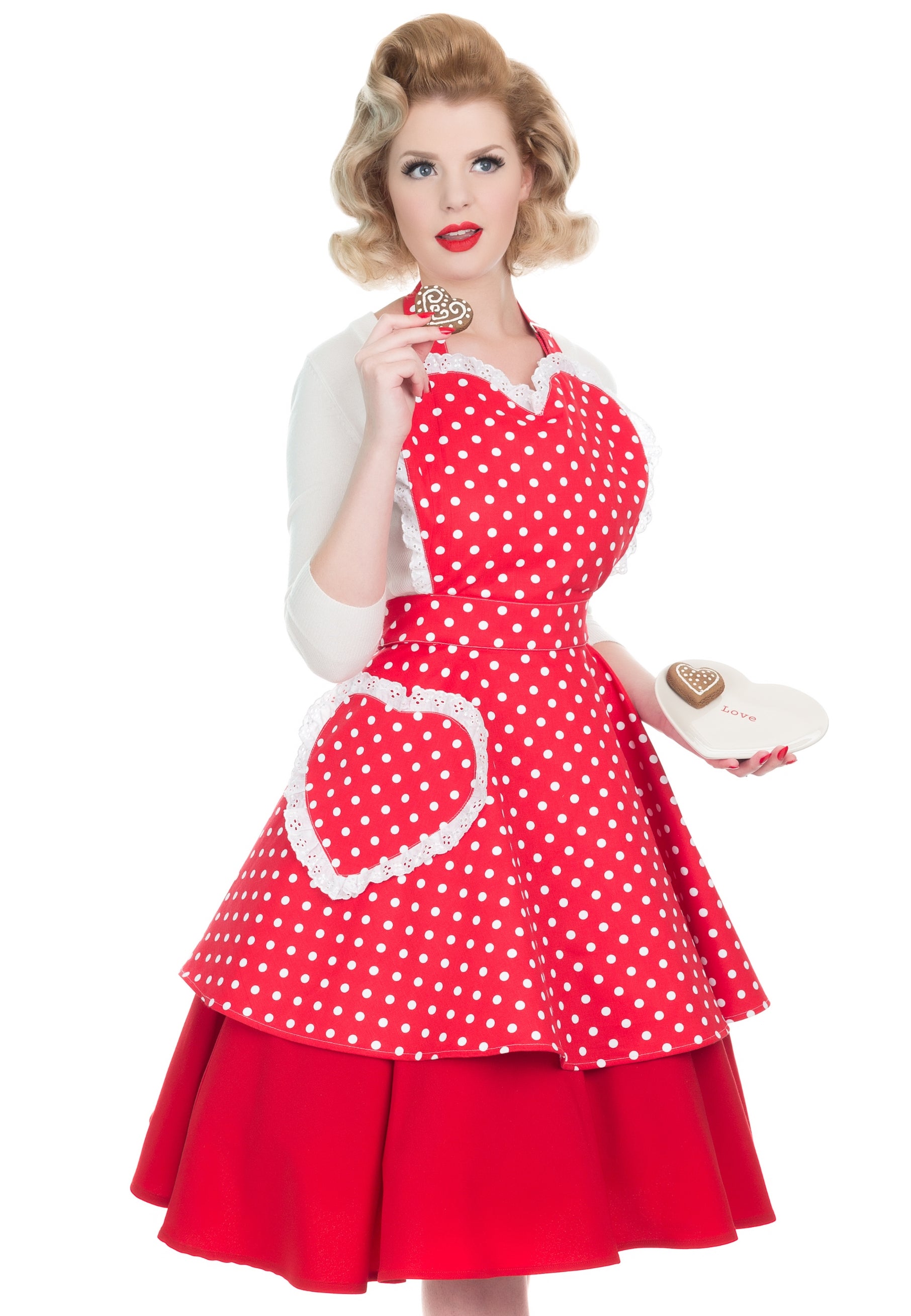 retro red polka dot dress Retro Red Polka Dot Sweetheart Women's Apron. The SundayGirl Company