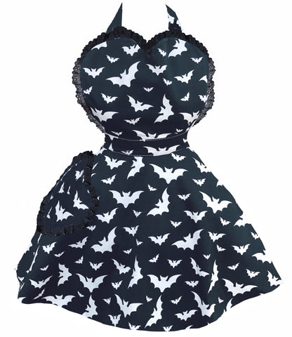 Bombshell Batty Womens Sweetheart Apron with Black Lace