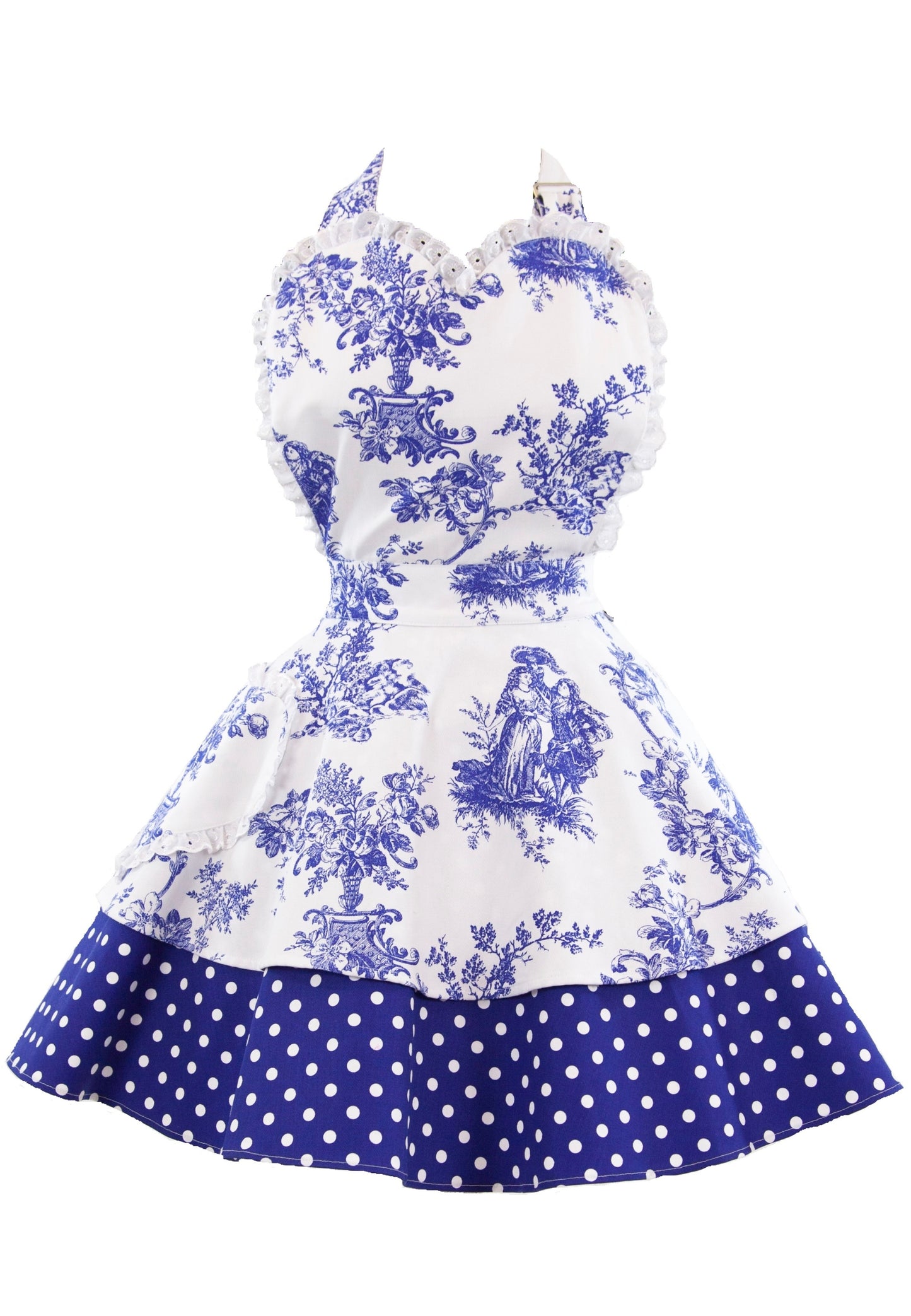 Let Them Eat Cake Blue French Toile Womens Apron