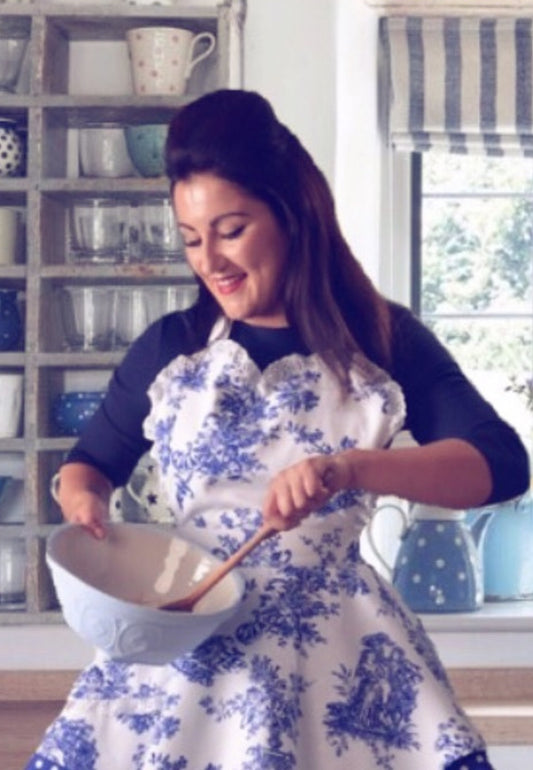 Let Them Eat Cake Blue French Toile Womens Apron