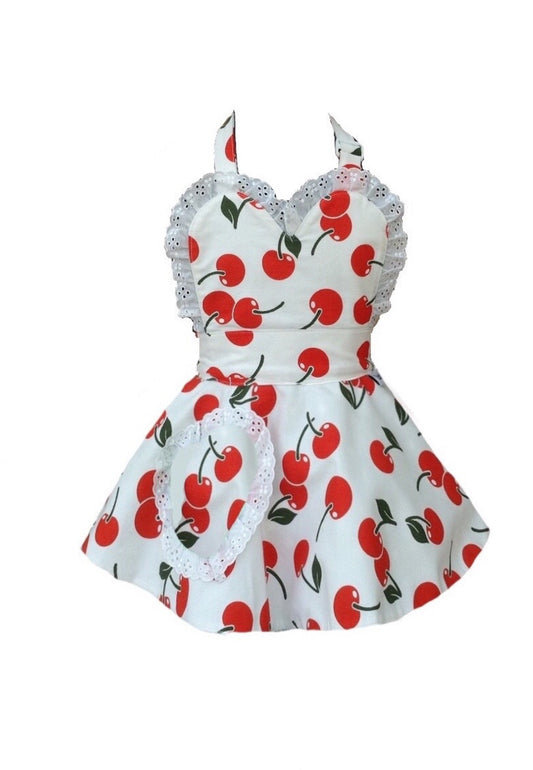 Cherry Bakes Well Children's Apron