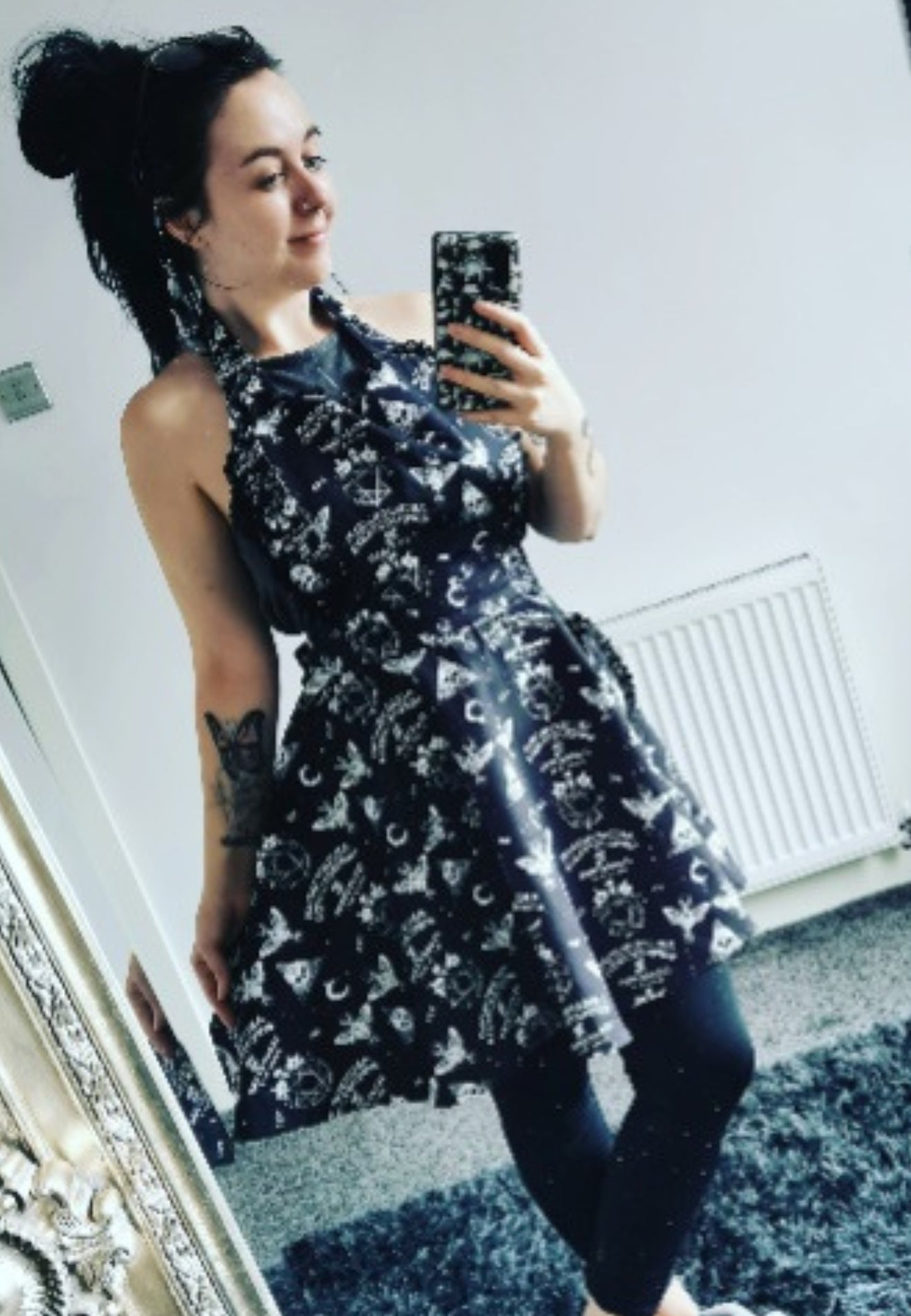 Black Ouija Occult Witch Women's Apron. Retro Pin Up Black Witchy Goth Apron