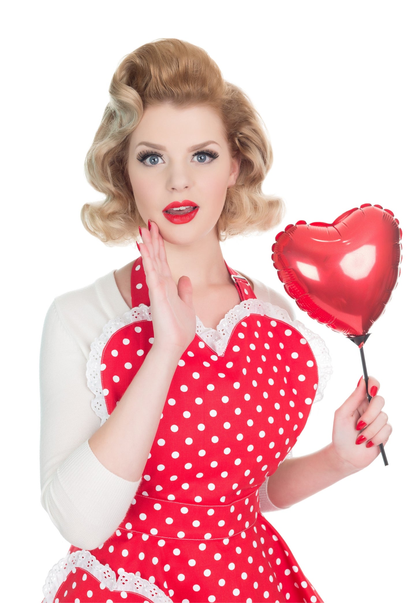 Deliciously Dotty Retro Red Womens Sweetheart Apron