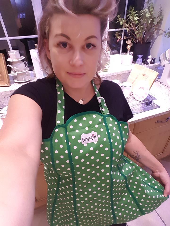 January Sample Sale. Deliciously Dotty Kelly Green Womens Panel Apron
