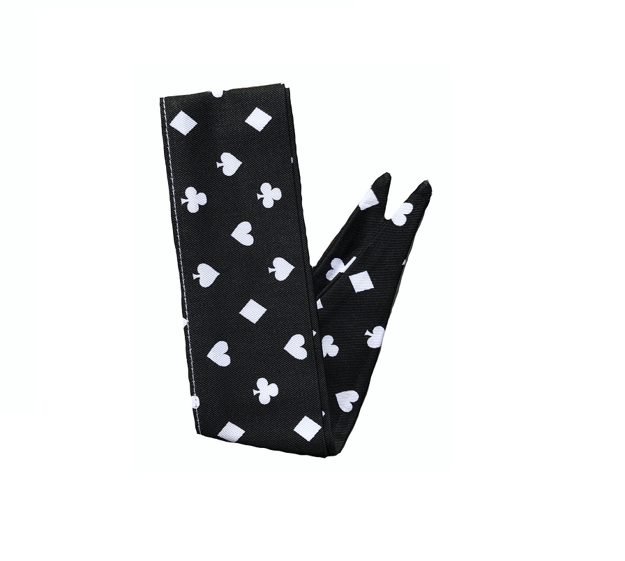 Alice in Wonderland Black Cards Print Retro Hair Tie. Full size.
