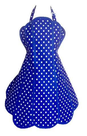 January Sample Sale. Deliciously Dotty Royal Blue Womens Panel Apron