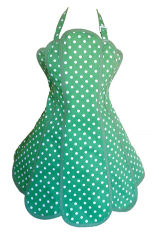 January Sample Sale. Deliciously Dotty Kelly Green Womens Panel Apron