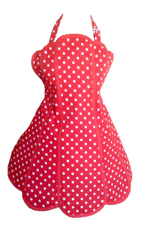 January Sample Sale. Deliciously Dotty Retro Red Womens Panel Apron