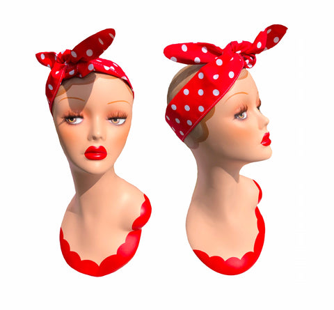 Deliciously Dotty Retro Red Hair Tie. Full size.